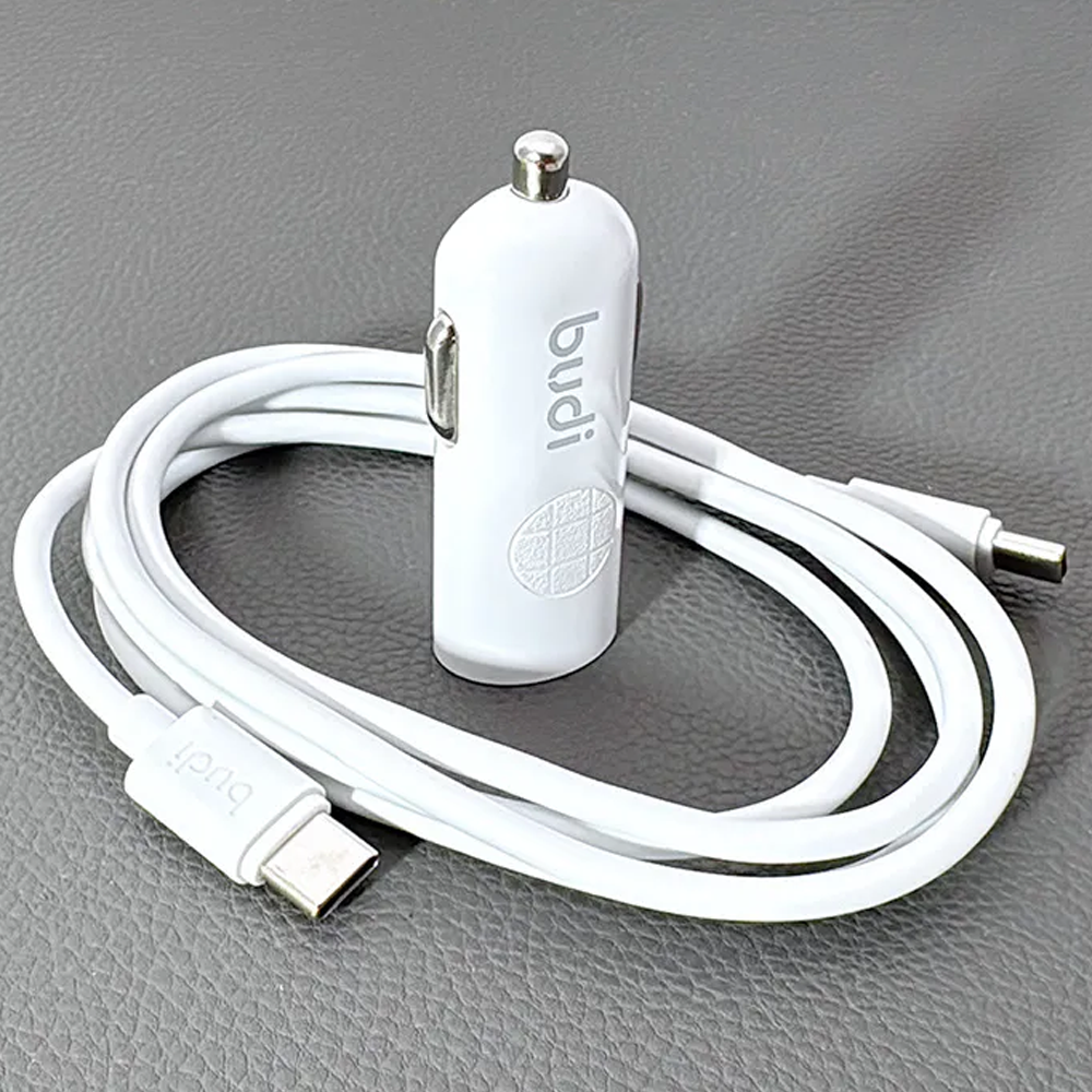 Budi PPS 33W Mini PD Car Charger with Type-C to Type-C cable CC062TTTW