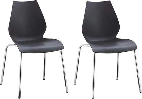 Olmecs Set of 2 Plastic Stackable Chair Metal leg Outdoor