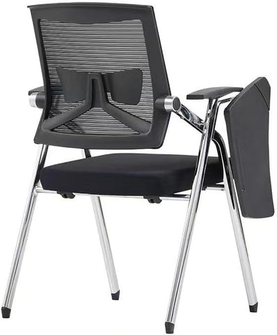 Olmecs Ergonomic Foldable Office Chair with Writing Pad in Black