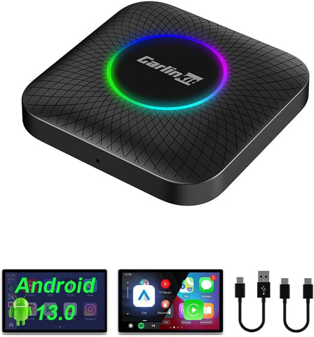 CarlinKit CarPlay Ai Box Android 13.0 with LED Light for Car with Wired CarPlay and Touchscreen