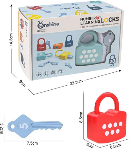 20PCS Kids Learning Locks with Keys Numbers Matching & Counting