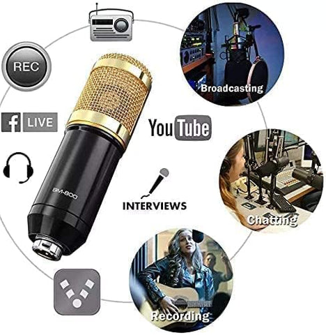 Condenser Microphone for PC Studio with V8 Sound Card