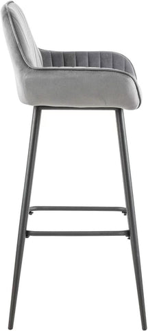 Olmecs Velvet Grey Bar Stools Set of 2 Grey Office Cocktail High Chair