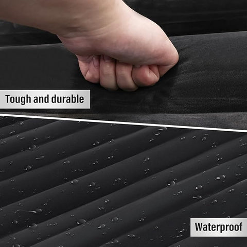 Luxury Inflatable Car Air Mattress with Back Seat Support & Pump Black – Ideal for Road Trips, Camping, and Travel