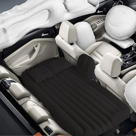 Luxury Inflatable Car Air Mattress with Back Seat Support & Pump Black – Ideal for Road Trips, Camping, and Travel
