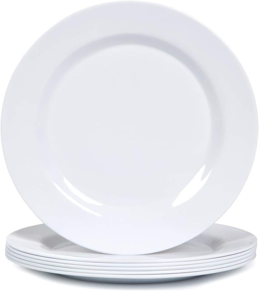 Olmecs Melamine Premium Dinner Plates Set - 29Cms White 12Pc / Pack