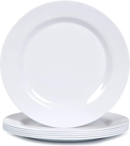 Olmecs Melamine Premium Dinner Plates Set - 29Cms White 12Pc / Pack