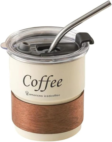 Liying 300ml Steel Coffee Cup Set with Lid (BEIGE)