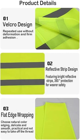 6Pc Pack High Visibility Safety Vests with Reflective Strips XXL– ANSI Compliant Workwear for Construction, Cycling & Roadside Assistance