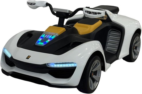 VLRA Kids Electric Ride On Sports Car, Modern Design, Luxury Supercar Style, Battery Powered Vehicle with Leather Seat 3-6years