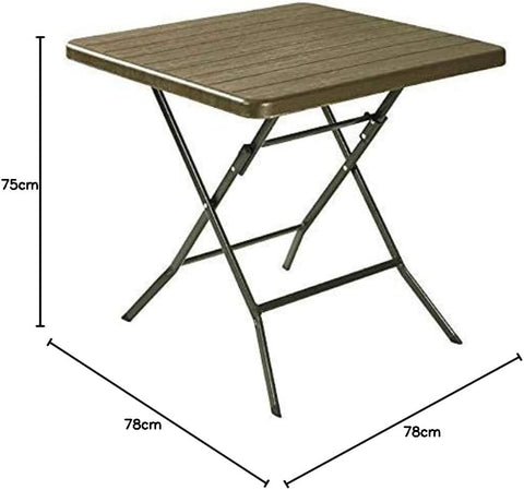 Olmecs Portable Plastic Folding Table Wood Design 62x62cm for 2-4 person (brown4)