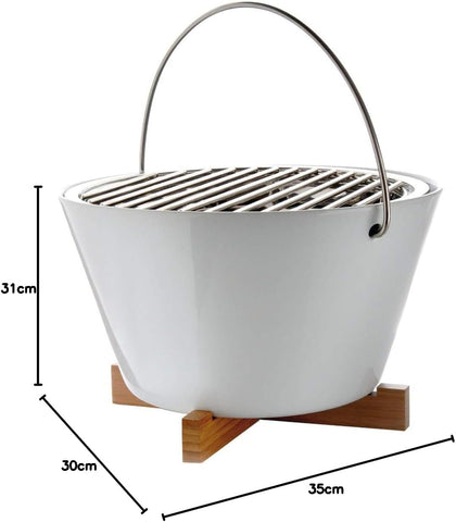 EVA SOLO Porcelain Table Grill, White, Charcoal Fuelled, Convenient Handle