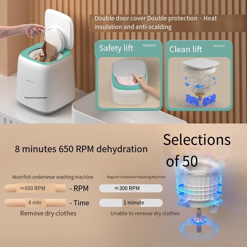MOYU Full-automatic Desktop Mini 7L Capacity Washing Machine for Baby Clothing Underwears Socks with Heating