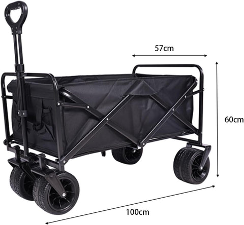 Collapsible Folding Camping Wagon Black, Foldable Camping Cart