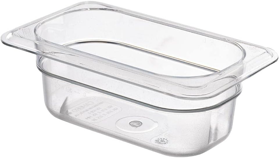 Polycarbonate Food Pan, Translucent Food Storage Container 1/9 by 2-Inch, Clear