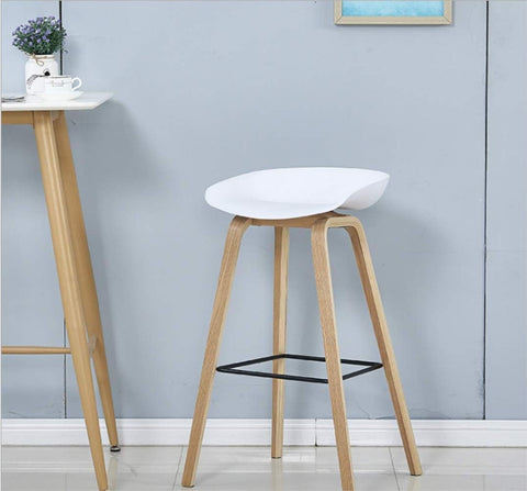 Olmecs Plastic Counter High Chair Modern Barstool for Bar Table Wooden (white, black)