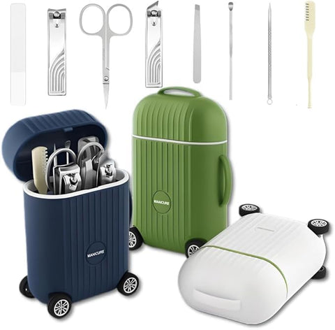 Manicure Set 8 in 1 Stainless Steel, Nail Clippers Scissors Pedicure Tools Kit - Portable Travel Grooming Kit for Men and Women with Mini travel box