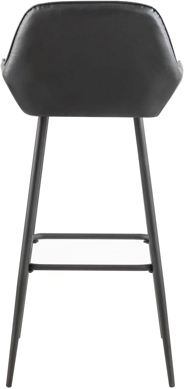 Olmecs PU Leather Bar Stools Set of 2 Black Office Cocktail High Chair