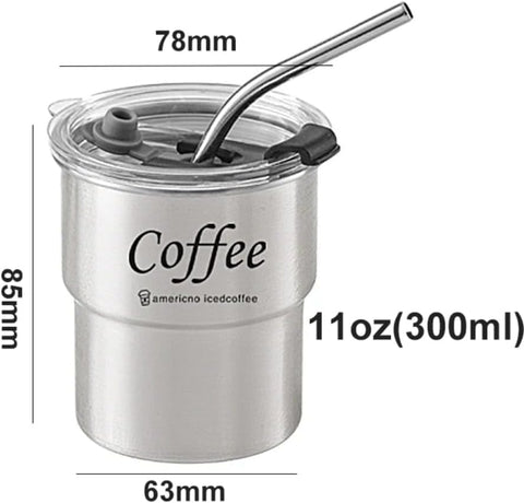 Liying 300ml Steel Coffee Cup Set with Lid (silver)