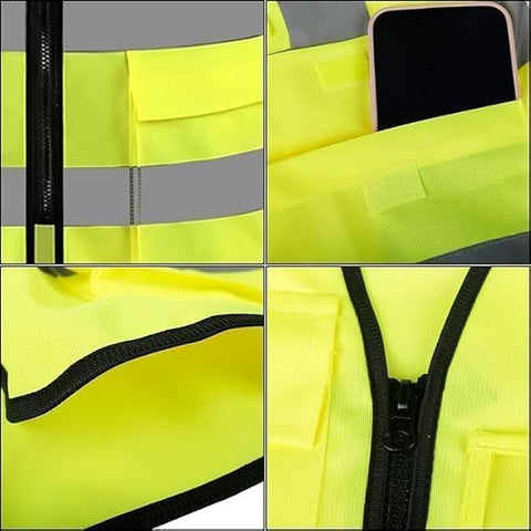 6Pc Pack High Visibility Safety Vests with Reflective Strips XXL– ANSI Compliant Workwear for Construction, Cycling & Roadside Assistance