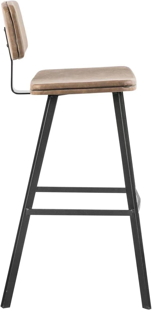 Olmecs PU Leather Bar Stools Set of 2 Brown Office Cocktail High Chair