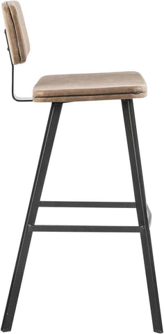 Olmecs PU Leather Bar Stools Set of 2 Brown Office Cocktail High Chair