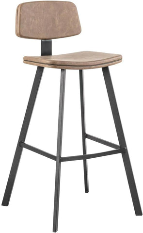 Olmecs PU Leather Bar Stools Set of 2 Brown Office Cocktail High Chair