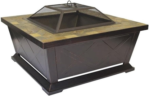 Olmecs Outdoor Garden Fire Pit BBQ Table Stove Square Steel Firepit