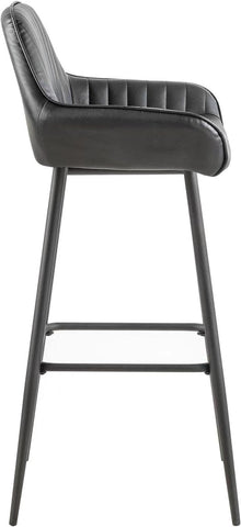 Olmecs PU Leather Bar Stools Set of 2 Black Office Cocktail High Chair
