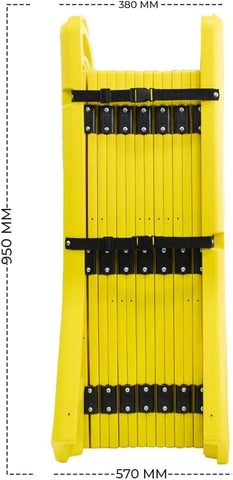 Olmecs 4 Meter Expandable Folding Plastic Barrier – Yellow | Retractable Safety Barricade with Wheels & Handle | Portable Crowd Control Fence