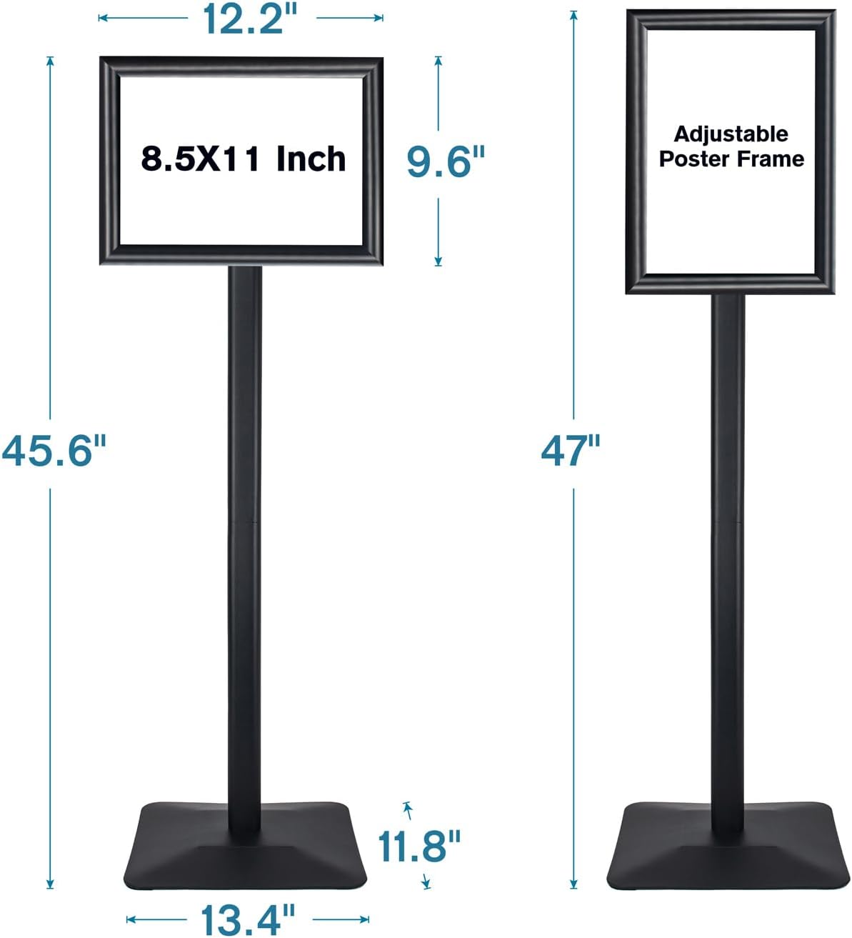 Heavy Duty Pedestal Floor Signage Stand Holder, for Outdoor or Indoor Advertising (8.5 x 11, Black)