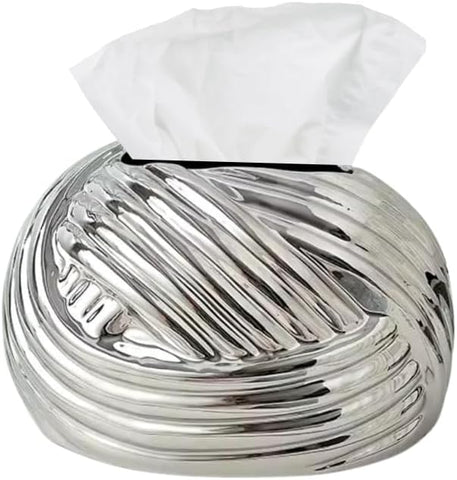 Liying Ceramic Rope Design Tissue Box (Silver)