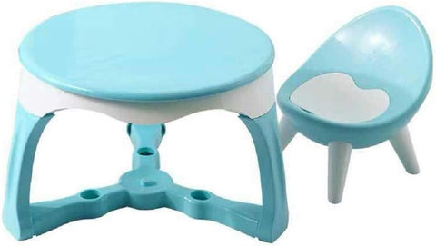Olmecs Kids Nursery Dining Set Environmentally Plastic for 1-5 years old Child Baby Blue 1 table + 1 chair
