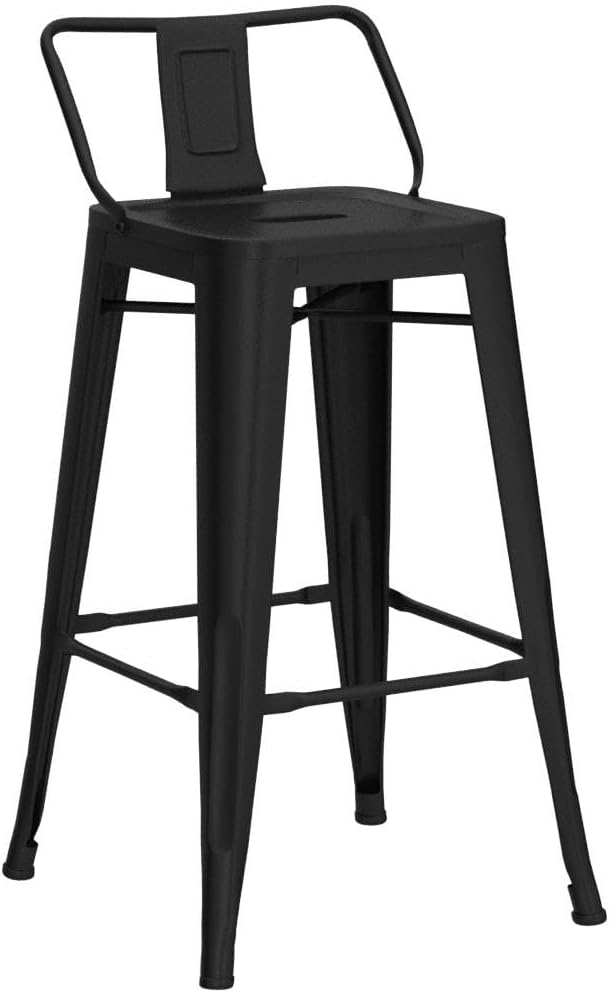 Olmecs Metal Bar Chair With Back Support High Chair (Black)