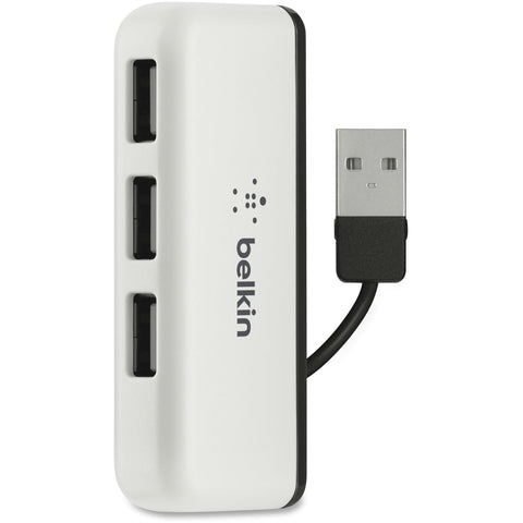 Belkin 4-Port USB to USB 2.0 Ultra-Mini Hub Adapter for MacBook, Laptop and Desktop (White)