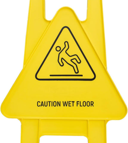 Olmecs Caution Wet Floor Sign - Yellow | Portable Cleaning In Progress Floor Sign