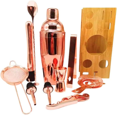 Olmecs Rose Gold Shade Bartender Kit 11-Piece Cocktail Shaker-Muddler for Cocktails 25oz