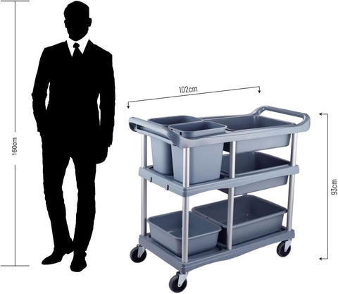 Olmecs 3 Tier Hotel Trolley, Restaurant Service Trolley for Collecting Bowls, Plates