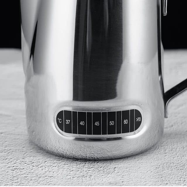 Olmecs 550ml Milk Frother Stainless Steel Jug with temprature lable Steaming Pitcher for Milk, Coffee, Cappuccino,