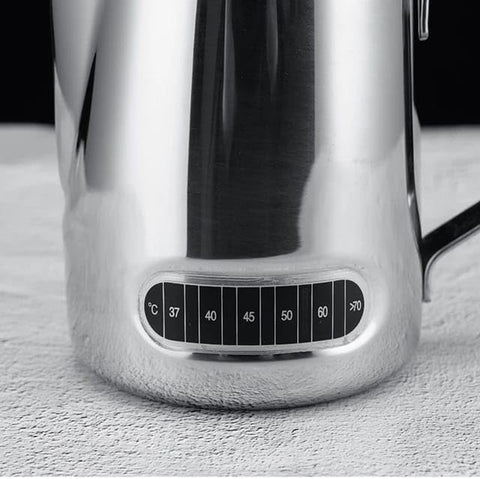 Olmecs 550ml Milk Frother Stainless Steel Jug with temprature lable Steaming Pitcher for Milk, Coffee, Cappuccino,