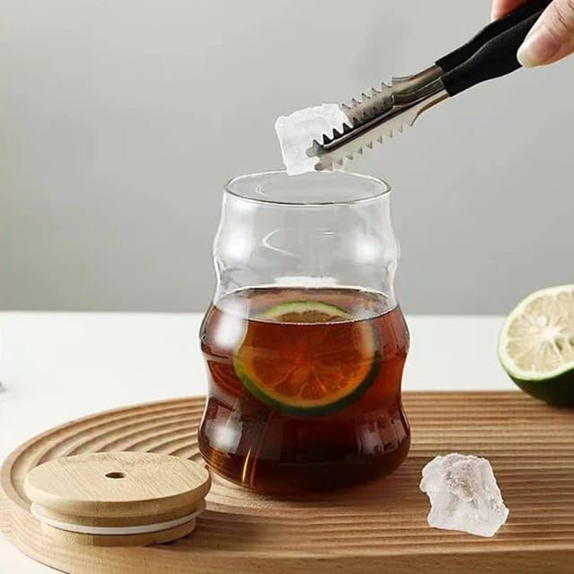 Liying 1Pcs Glass Cups with Bamboo Lids and Glass Straw 500ML Shaped Cups