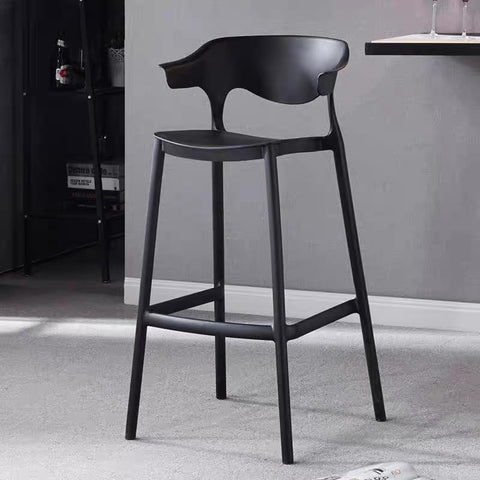 Backrest High stool Plastic Bar Chair Stackable (Black)