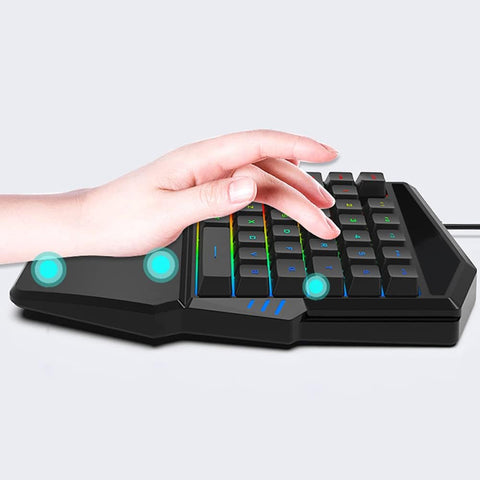 One Handed Gaming Keyboard T17 with Wrist Rest Colorful Backlit 35 Keys