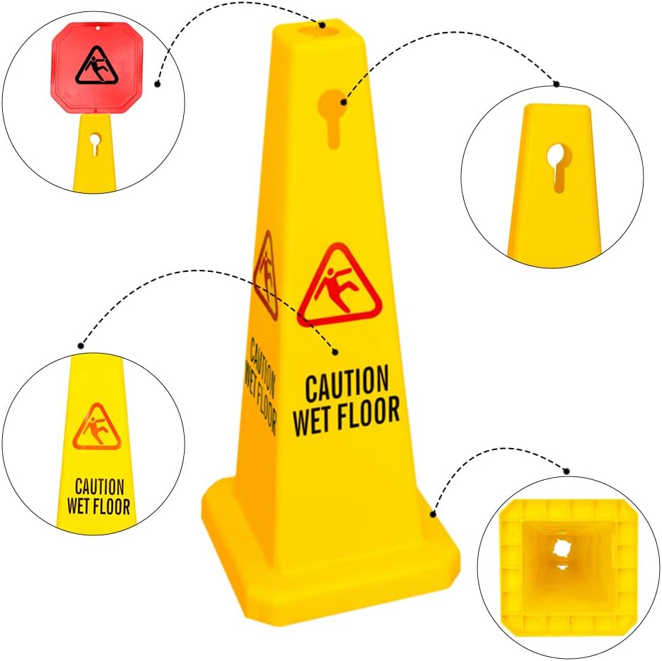 Olmecs 4 Sides View Caution Wet Floor Safety Cone