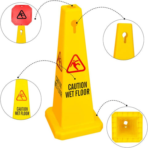 Olmecs 4 Sides View Caution Wet Floor Safety Cone