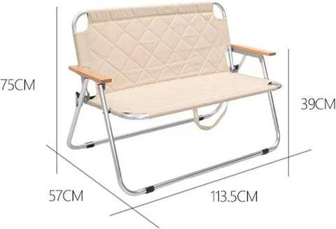 Foldable Outdoor Camping Chair Beige– 2 seater