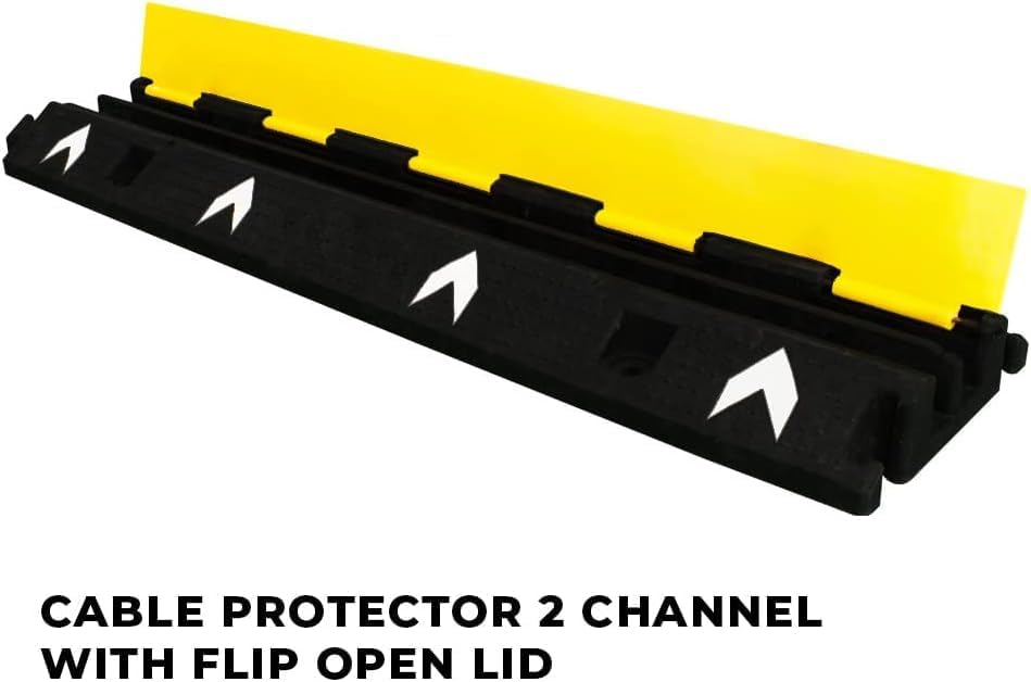 Olmecs Cable Protector 2-Channel | Heavy-Duty Pedestrian Cable Ramp with Reflector (2Pcs)