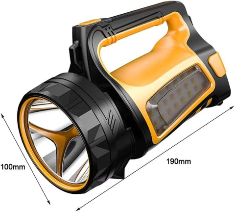 Ultra-Bright Rechargeable LED Flashlight – Compact, Waterproof & USB Powered Torch with Hook for Camping  (High-Powered - Yellow)