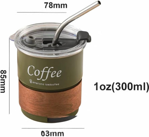 Liying 300ml Steel Coffee Cup Set with Lid (GREEN)