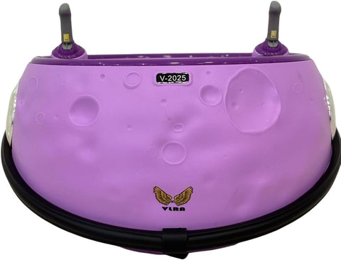 emma Kids Ride-On Bumper Car, Purple, Electric Powered, with Control Handles, Model V-2025,
